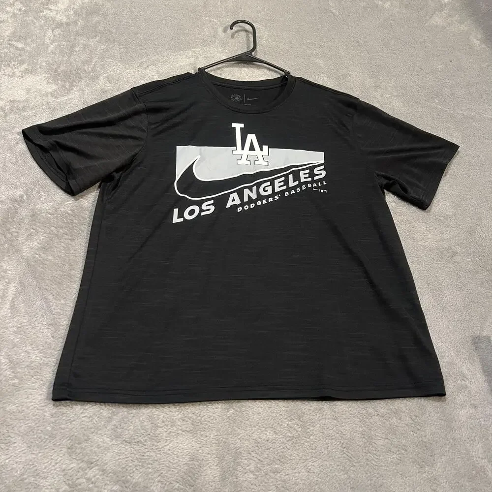 Los Angeles Dodgers Shirt Tee Mens Medium Black MLB Baseball Nike Dri Fit
